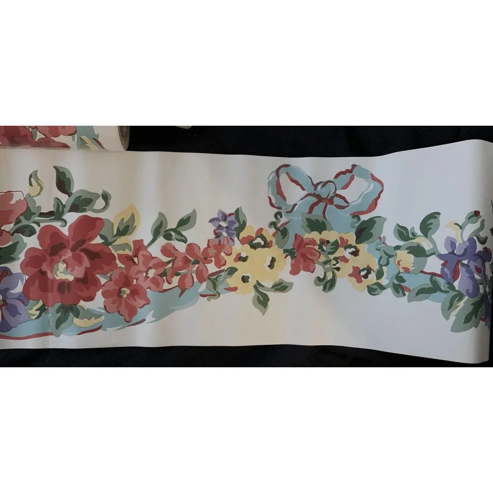 7 Vintage Floral Wallpaper‎ Border Rolls: Cottage Granny Core Style NOS Lot Read